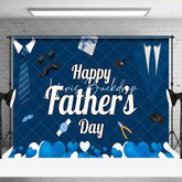 Lofaris Navy Blue Tie Suit Gifts Happy Fathers Day Backdrop